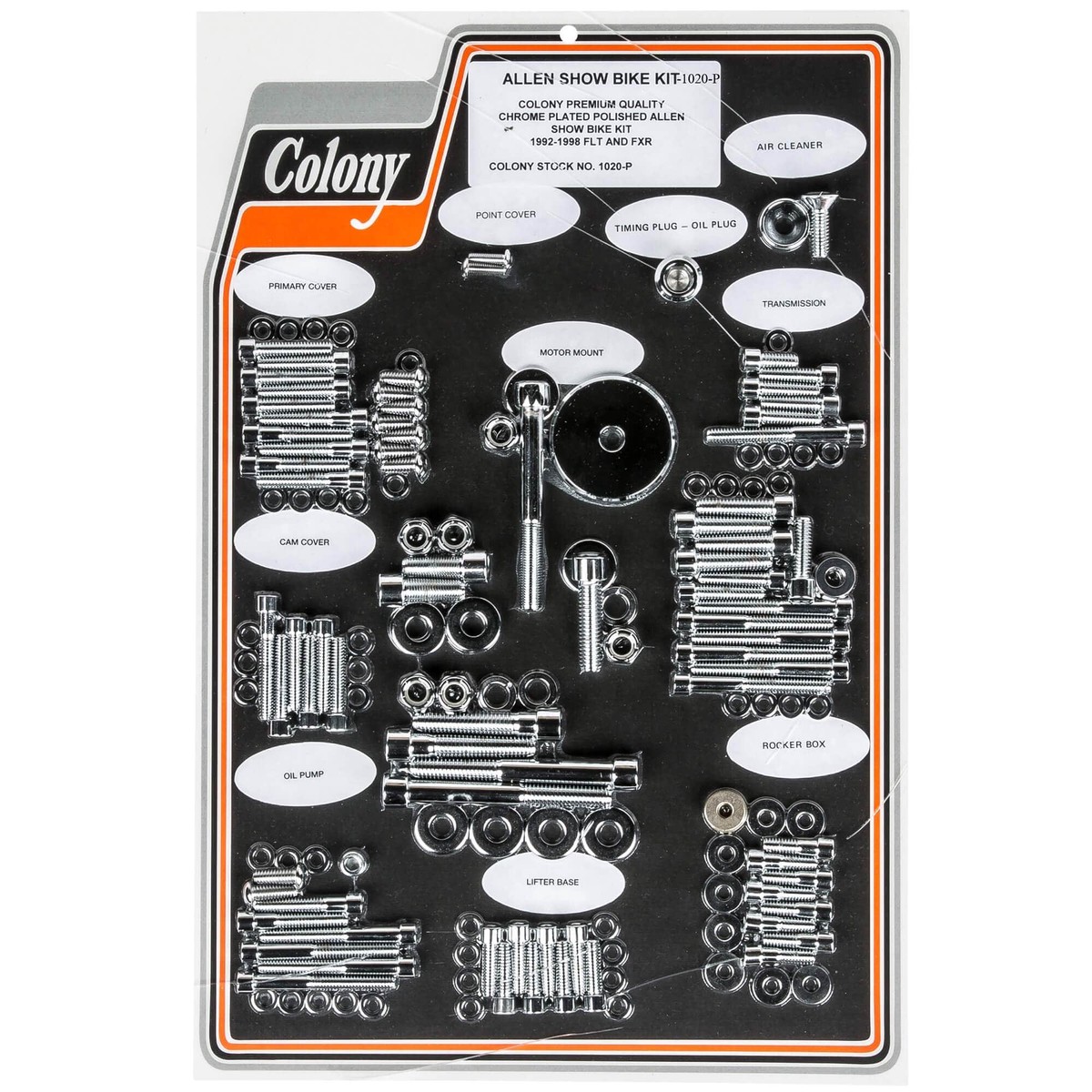 1020-P Complete Show Bike Kit Smooth Allen Hardware 1992-1998 Harley-Davidson FLTFXR - Chrome Plated