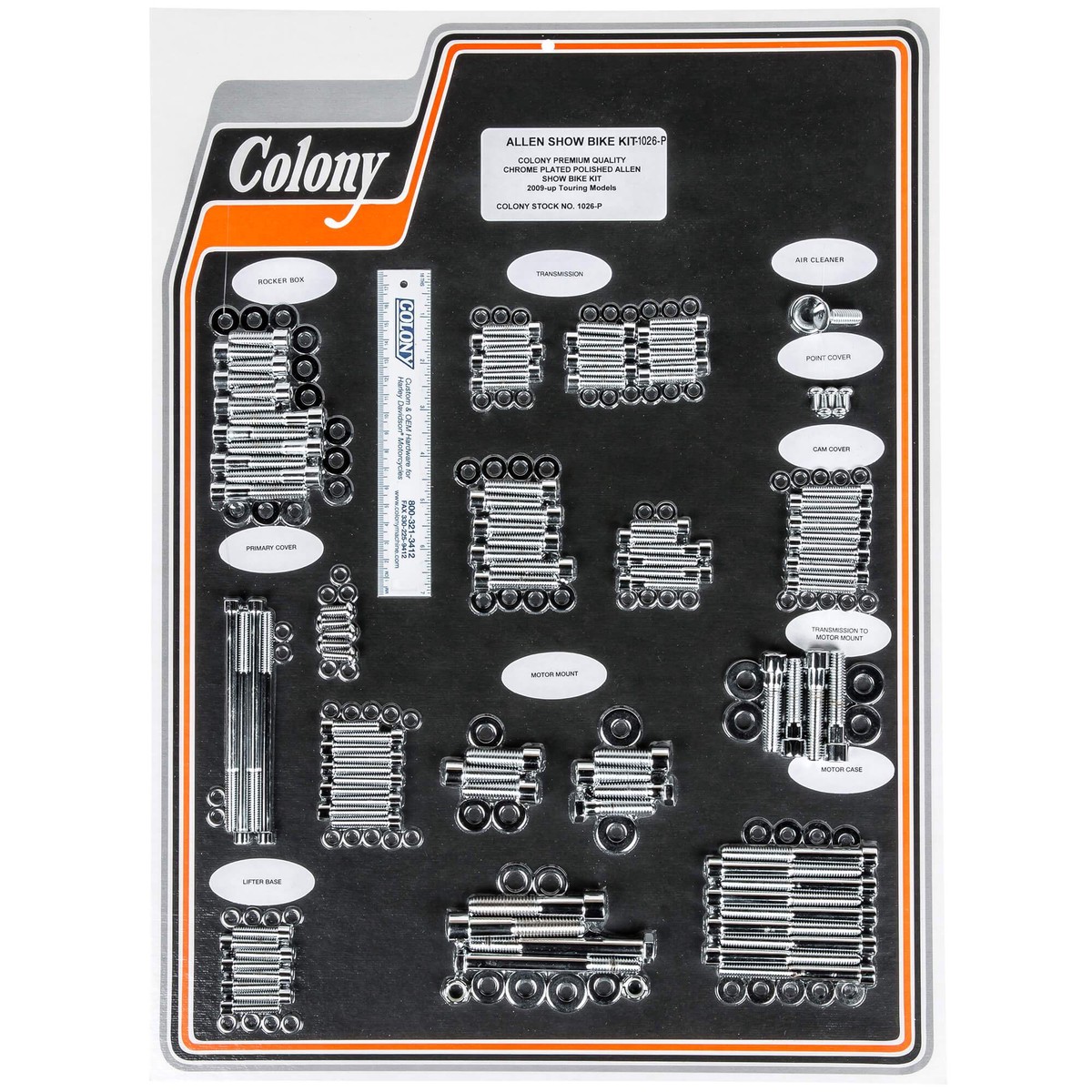 1026-P Complete Show Bike Kit Smooth Allen Hardware 2009-Up Harley-Davidson FLT - Chrome Plated