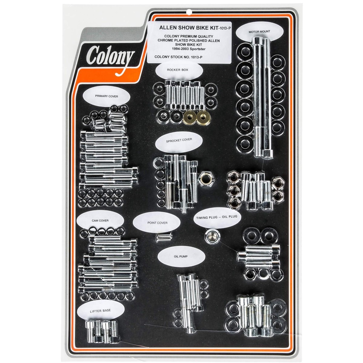 1013-P Complete Show Bike Kit Smooth Allen Hardware 1994-2003 Harley-Davidson Sportster - Chrome Plated