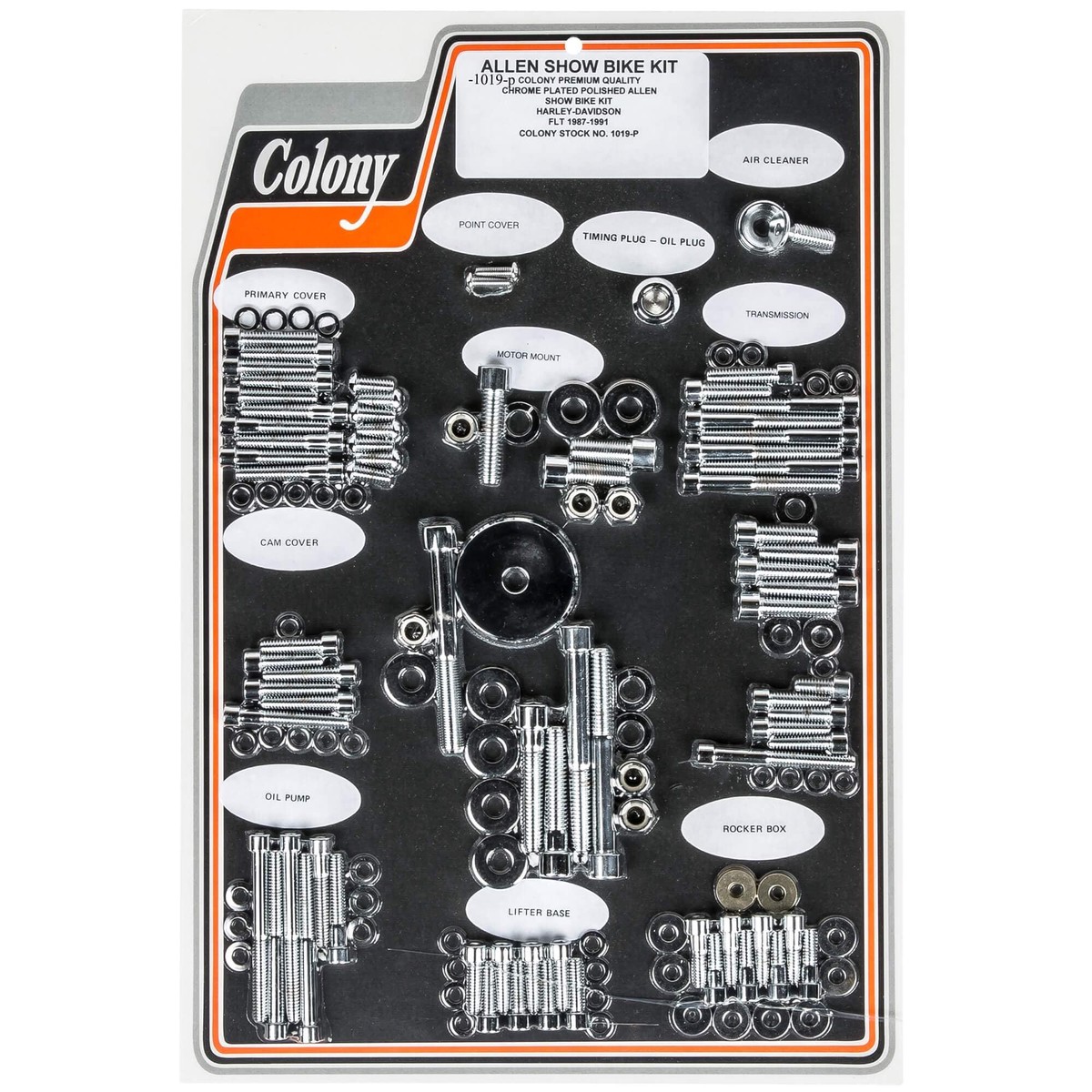 1019-P Complete Show Bike Kit Smooth Allen Hardware 1987-1991 Harley-Davidson FLTFXR - Chrome Plated