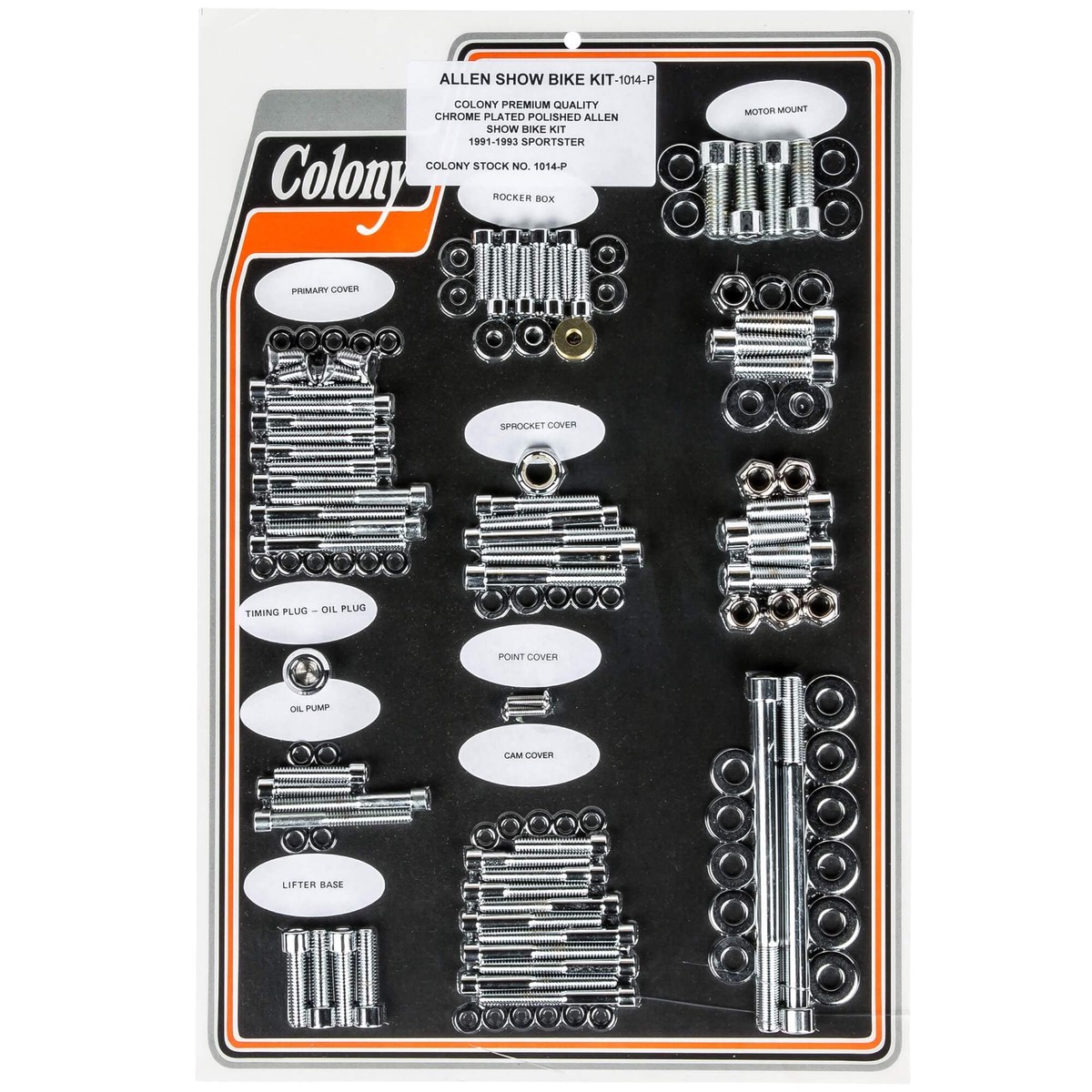 1014-P Complete Show Bike Kit Smooth Allen Hardware 1991-1993 Harley-Davidson Sportster - Chrome Plated