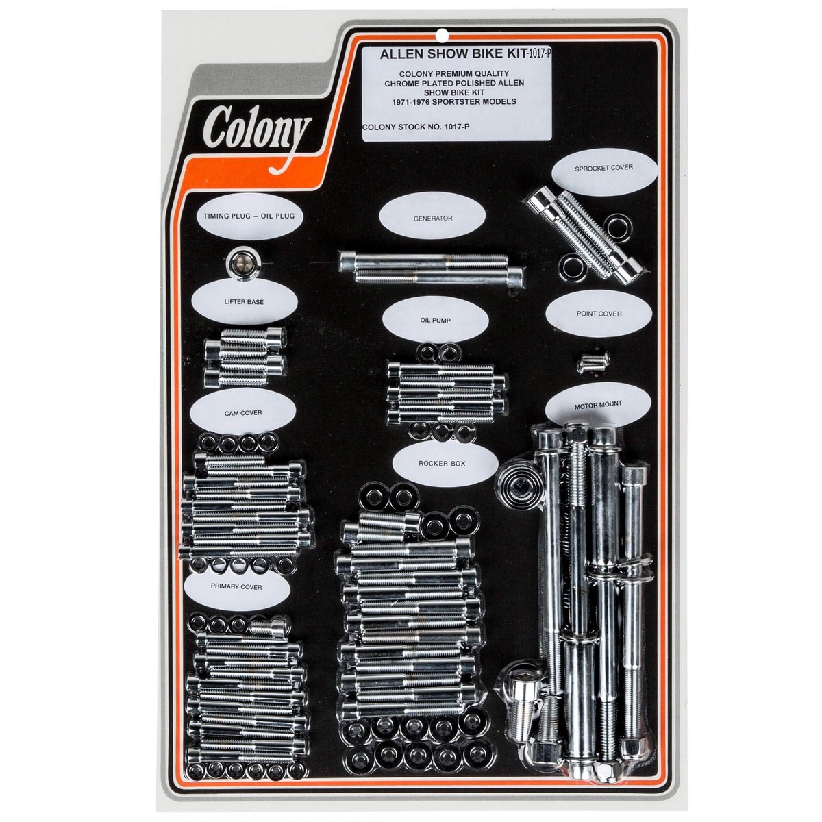 1017-P Complete Show Bike Kit Smooth Allen Hardware 1971-1976 Harley-Davidson Sportster - Chrome Plated