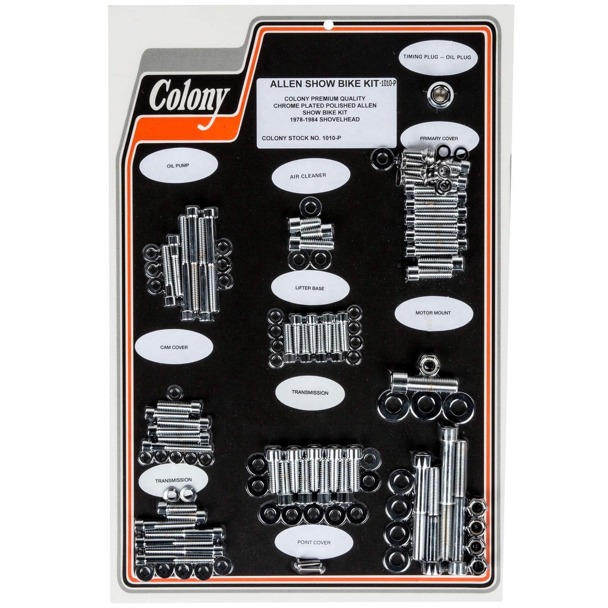 1010-P Complete Show Bike Kit Smooth Allen Hardware 1978-1984 Harley-Davidson Shovelhead - Chrome Plated