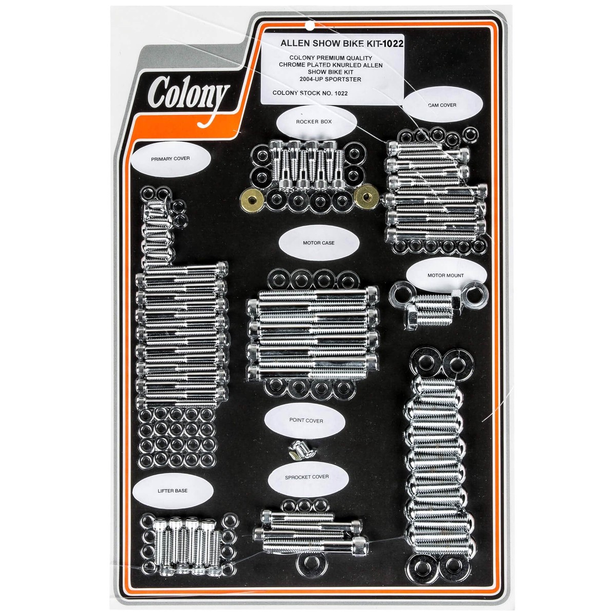 1022 Complete Show Bike Kit Allen Knurled Hardware 2004-Up Harley-Davidson Sportster - Chrome Plated