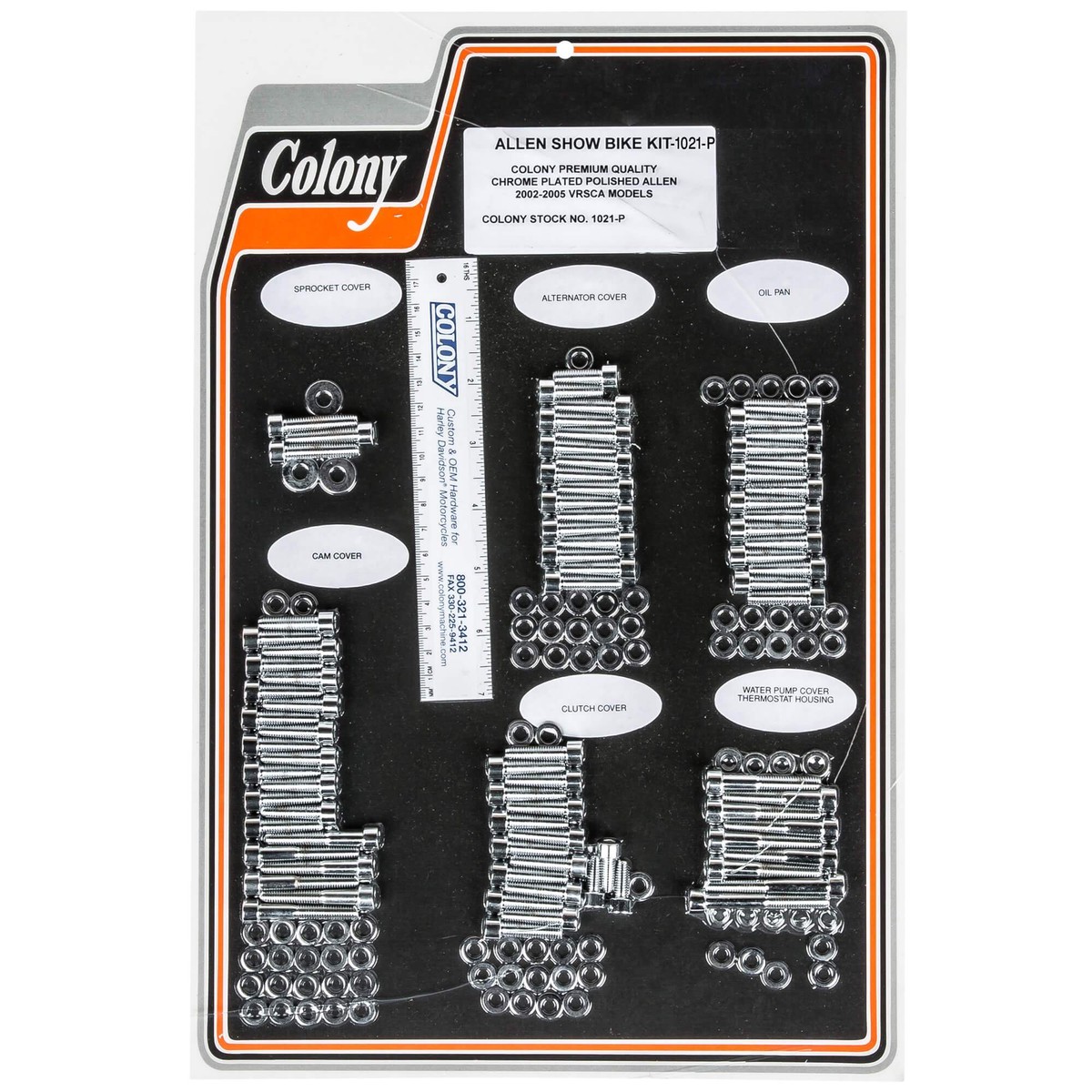 1021-P Complete Show Bike Kit Smooth Allen Hardware 2002-Up Harley-Davidson VRSCA - Chrome Plated
