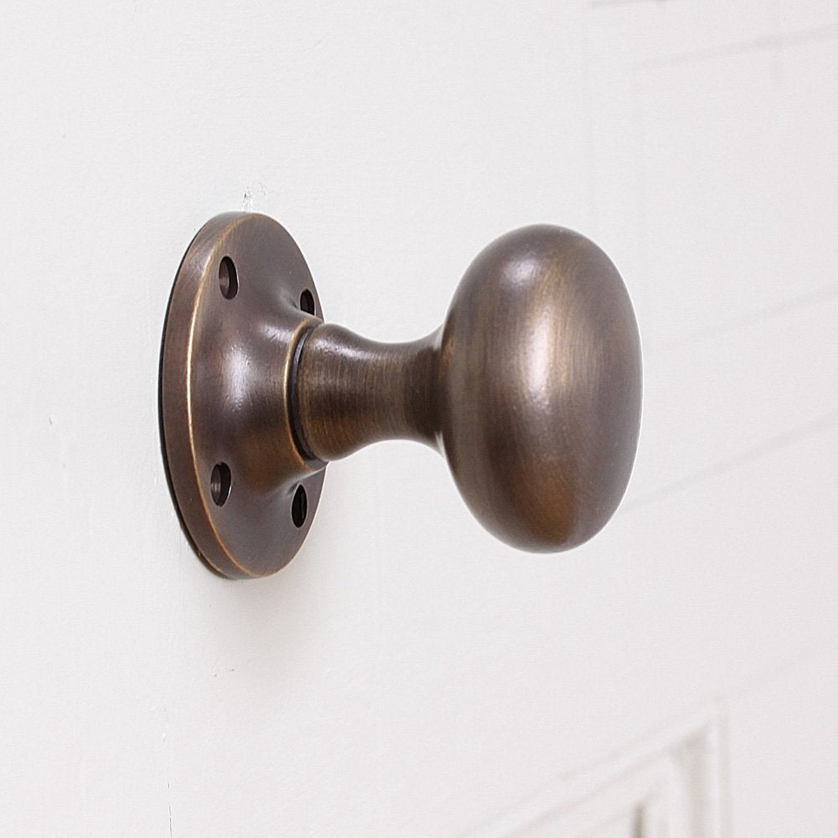 Distressed Antique Brass Cushion Door Knobs