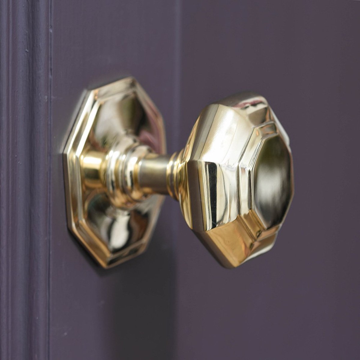 Polished Brass Octagonal Door Pull - Small