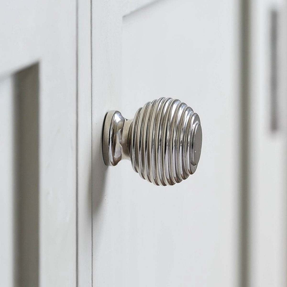 Polished Nickel Queen Anne Beehive Cabinet Knob
