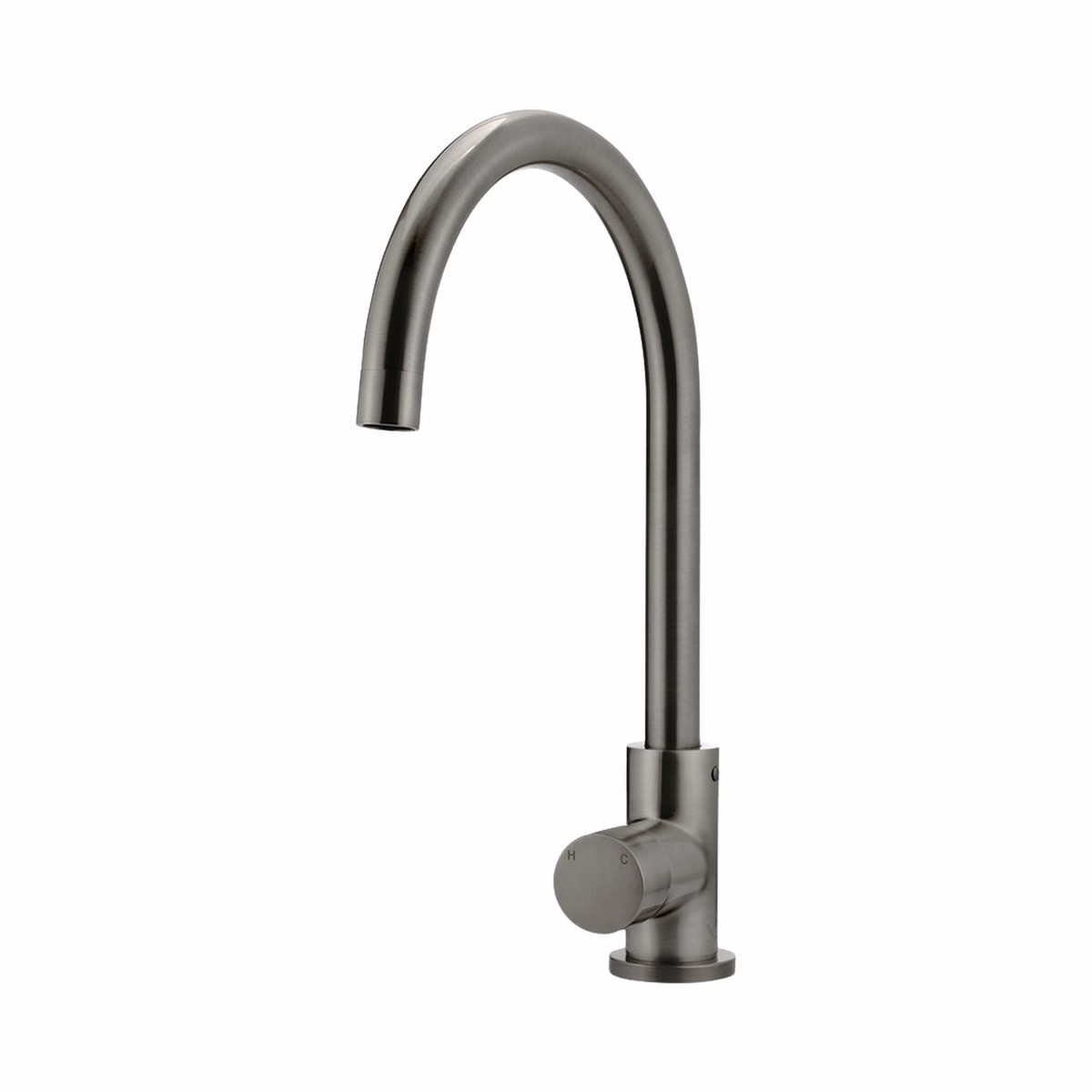 Meir Round Pinless Gooseneck Kitchen Mixer Tap Shadow Gunmetal