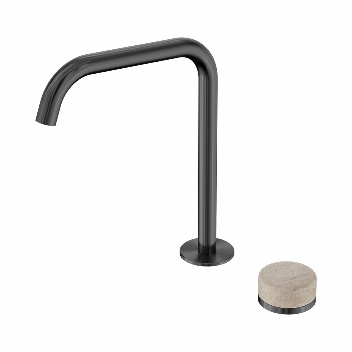 Nero Serenity Progressive BathKitchen Mixer Edge Spout With Rome Travertine Handle Gunmetal