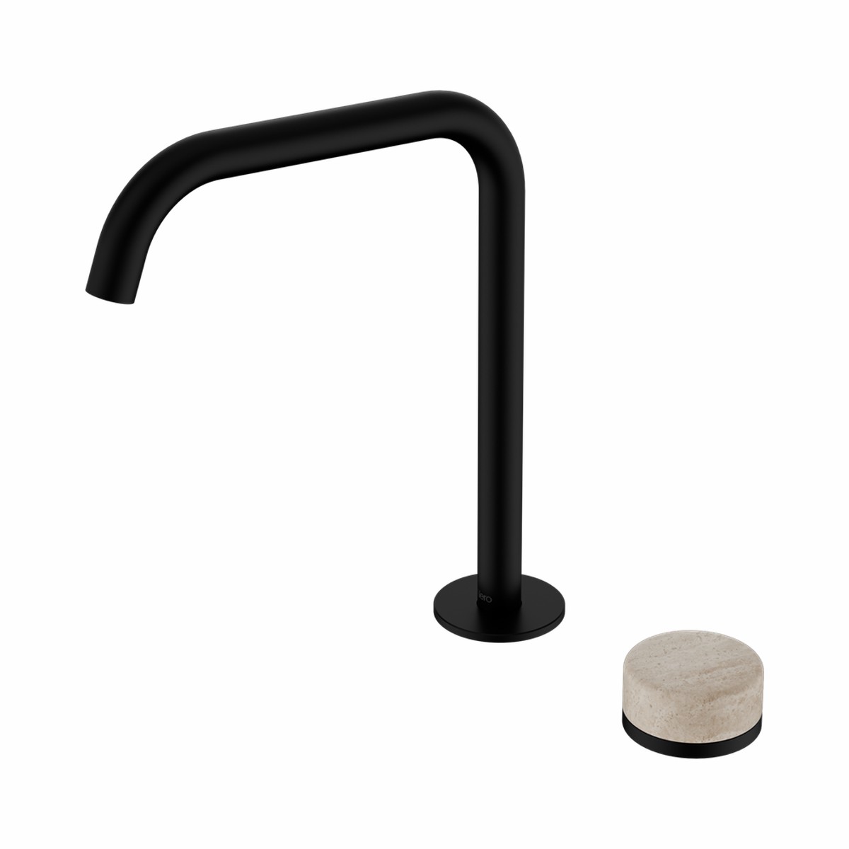 Nero Serenity Progressive BathKitchen Mixer Edge Spout With Rome Travertine Handle Matte Black
