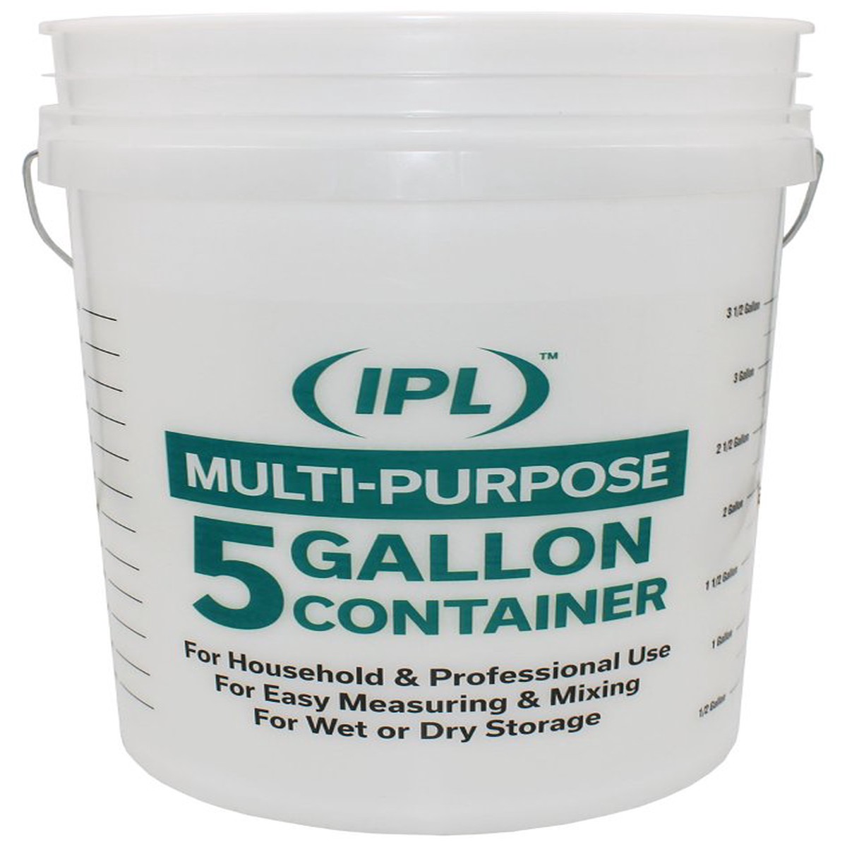 Leaktite 1123056 Multi-Purpose Pail with Handle 5 gal Capacity HDPE Natural Injection Molded No-Mark Grip Handle
