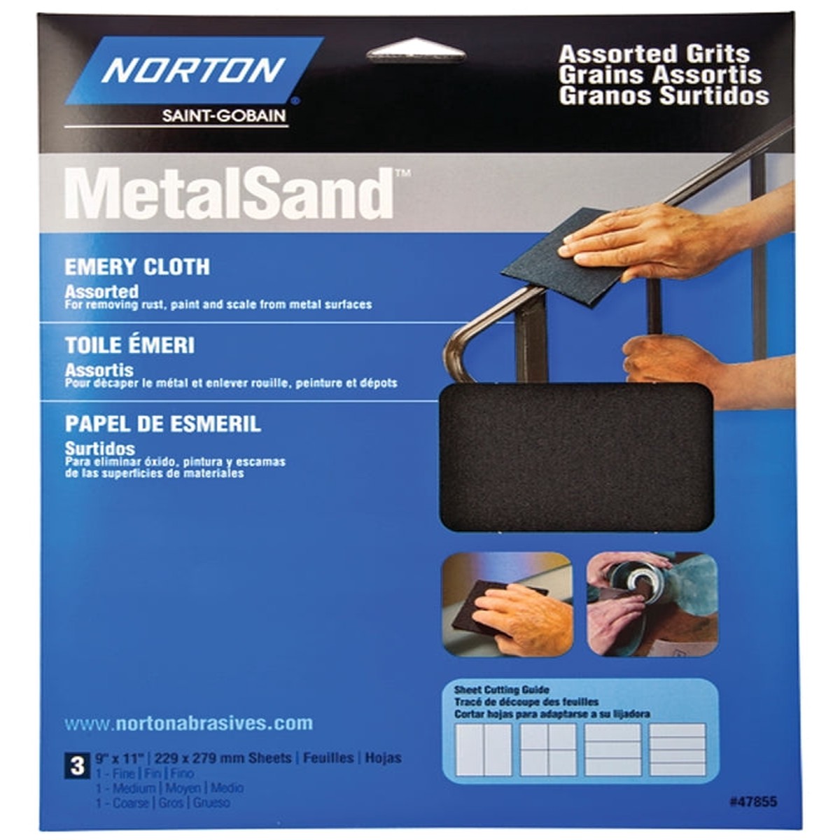 Norton MetalSand 07660747855 Sanding Sheet 11 in L 9 in W Emery Abrasive Cloth Backing
