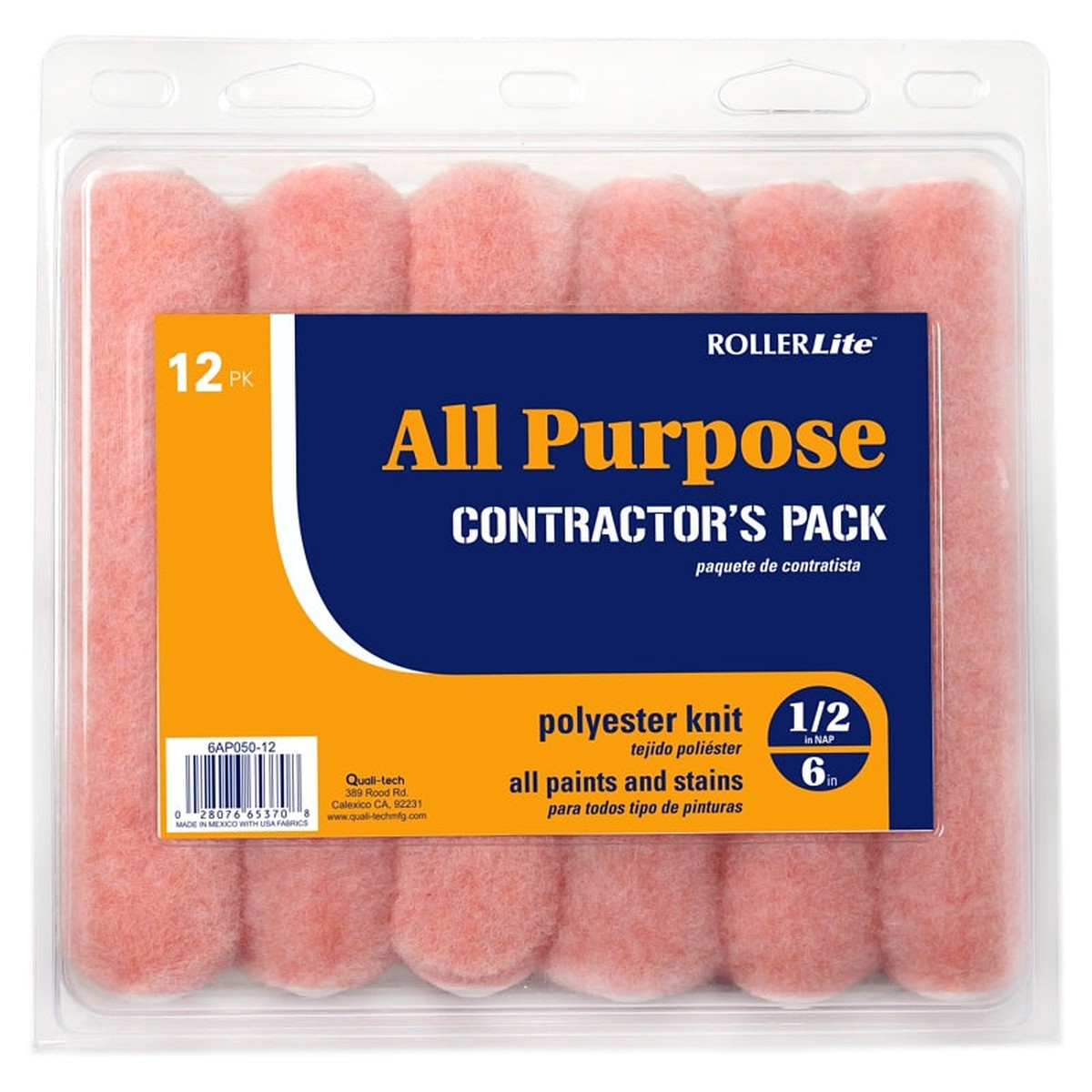 RollerLite 6AP050-12 Mini Roller Cover Pink 12 in Thick Nap 6 in L Polyester Cover 12PK
