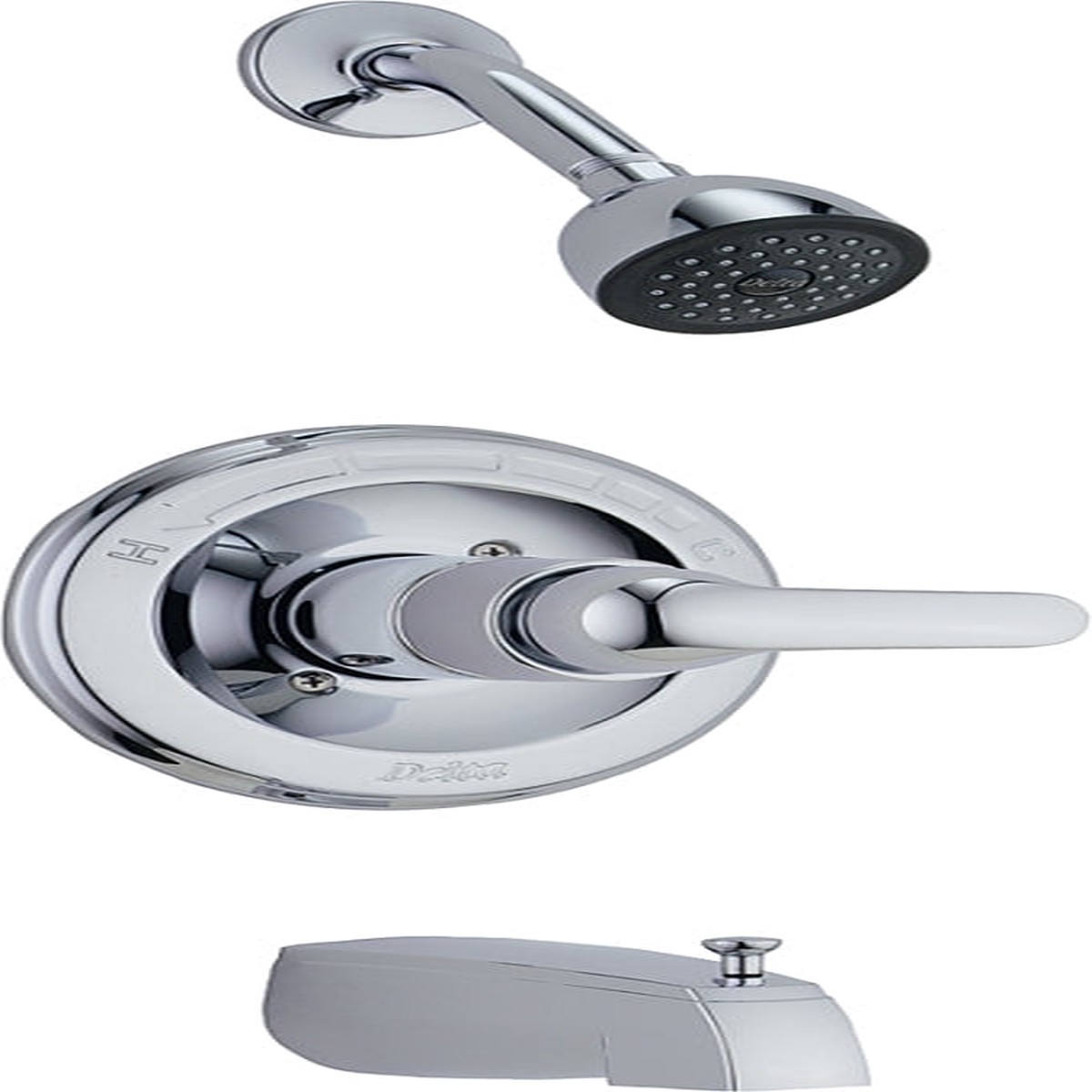 Peerless P188720 Series Tub and Shower Faucet Chrome Plated Brass Includes Arm Flange Valve and Shower Head
