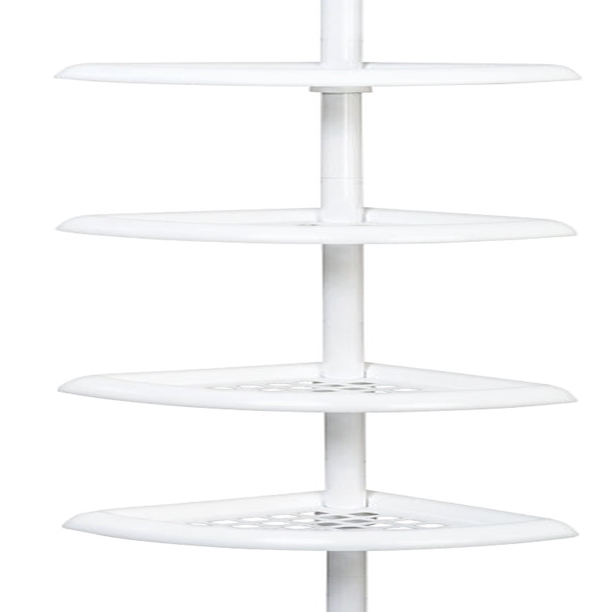 Zenna Home 2153WW2 Tension Pole Shower Caddy 72 in OAL 106 in OAW 4-Shelf Plastic White