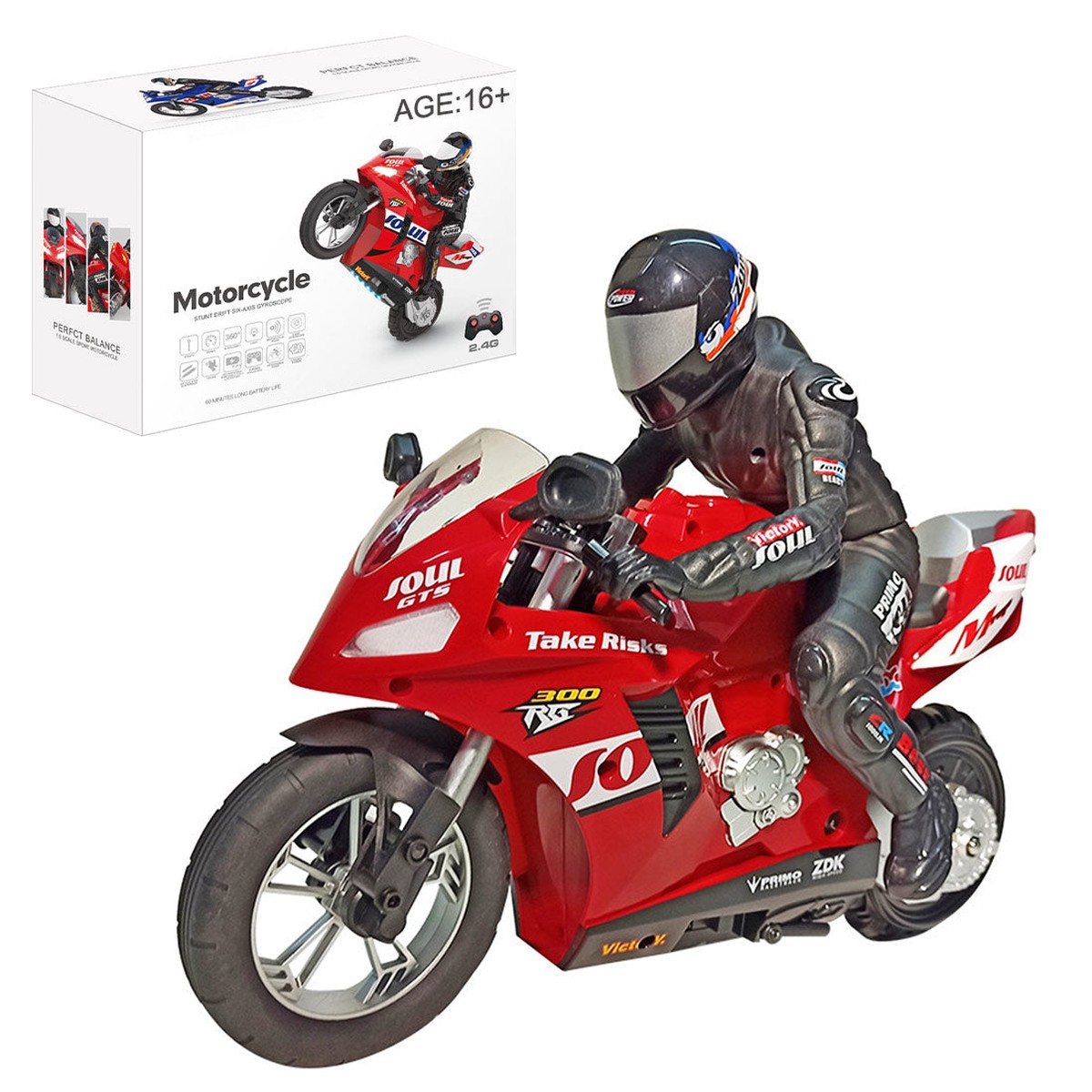 16 Scale 24GHz RC Dual-Motor Electric Two-Wheel Self-Balancing Motorcycle Model with Six-Axis Gyroscope
