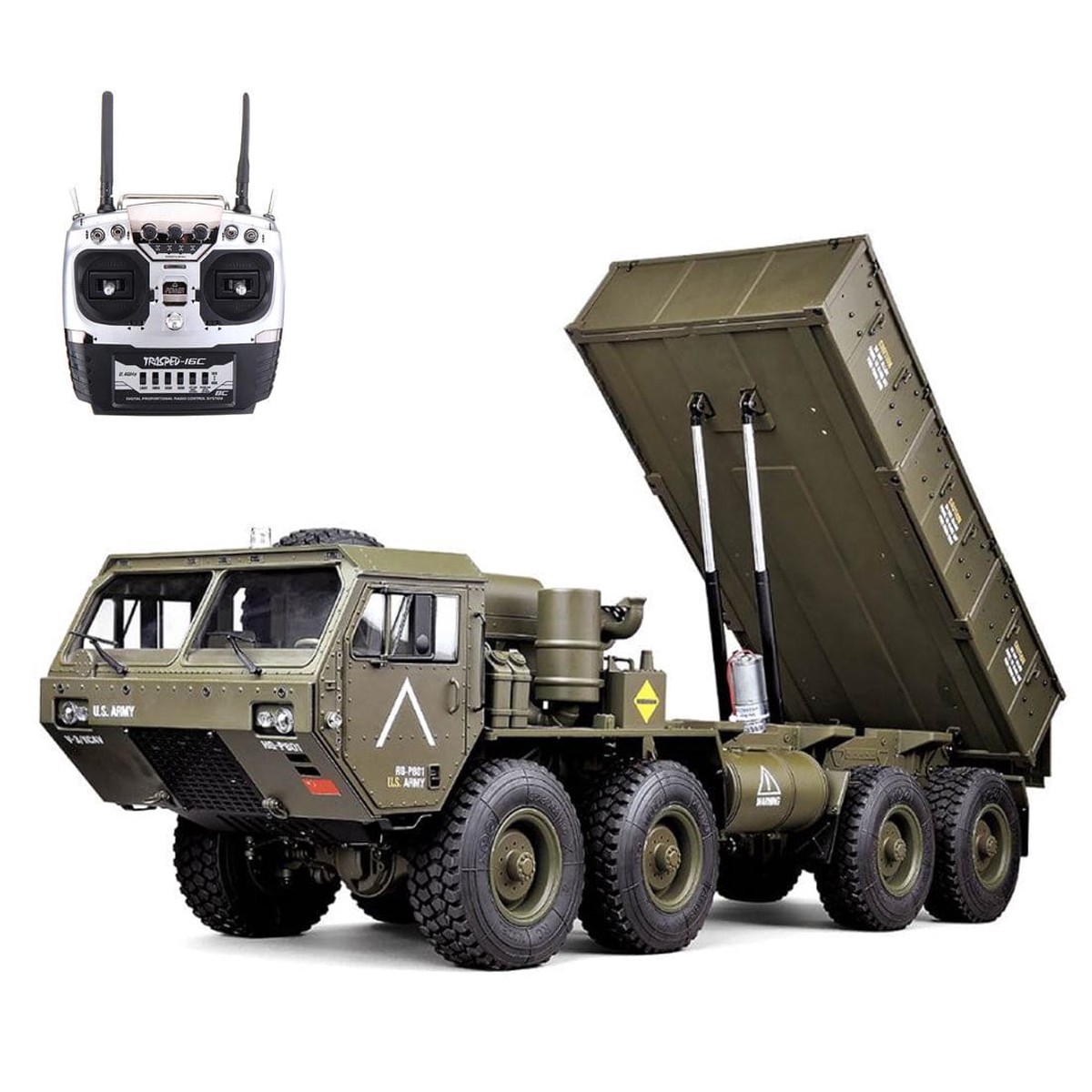 HG-P803A 112 24G 8 x 8 RC Car Dump Truck US Military Truck with Light Sound Function